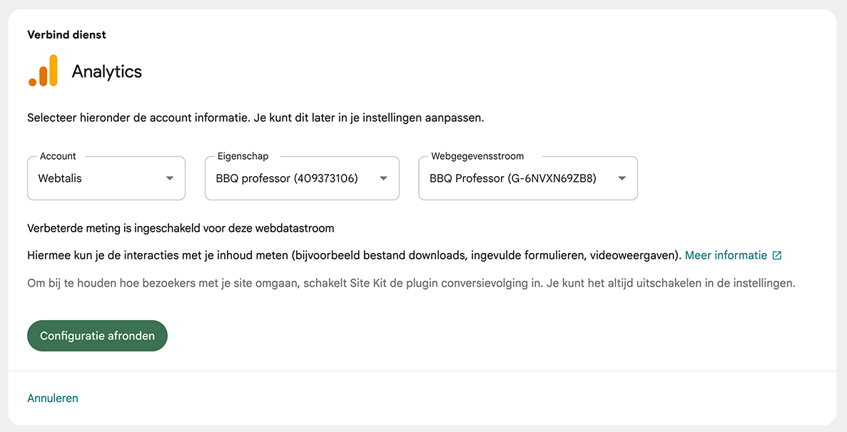 Google Analytics configuratie in WordPress afronden