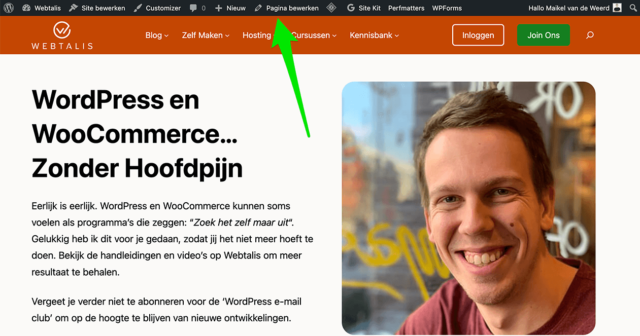 WordPress toolbar (admin balk)