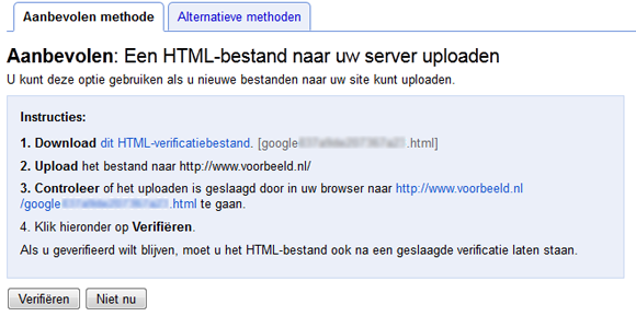 Website verifiëren met HTML-bestand Google Webmasterhulpprogramma's website verifiëren met HTML-bestand