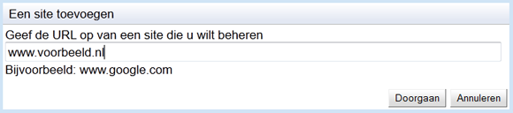 Site toevoegen Website toevoegen aan Google Webmasterstools