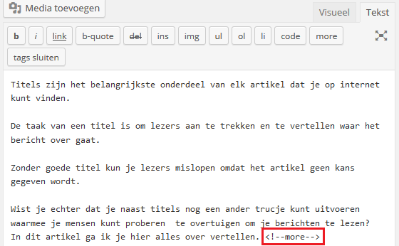 More tag in bericht