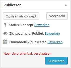 WordPress publiceren box