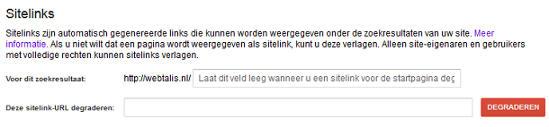 Sitelinks degraderen