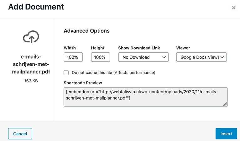 PDF insluiten in WordPress