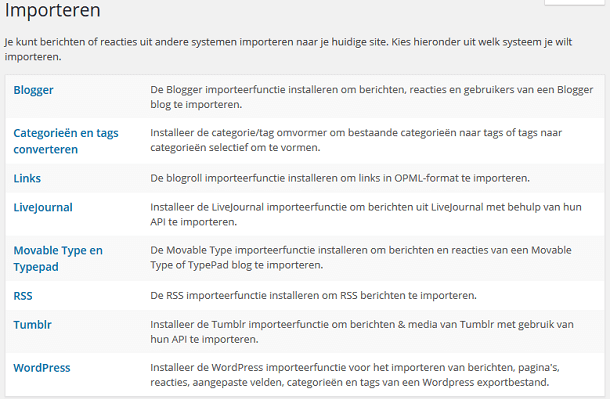 WordPress extra importeren