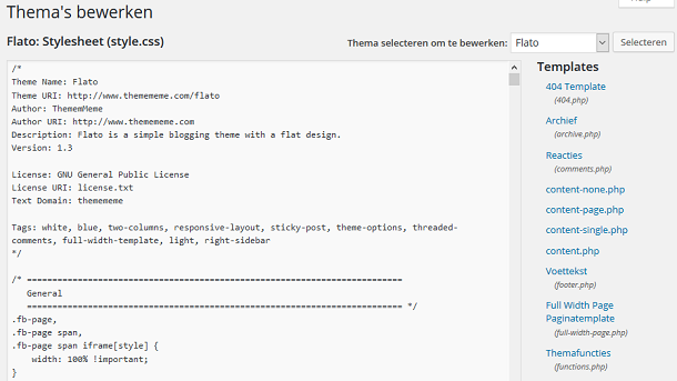 WordPress thema bewerken