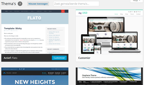 WordPress weergave thema's