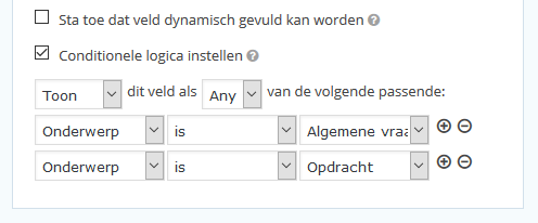 Conditionele logica instellen in Gravity Forms