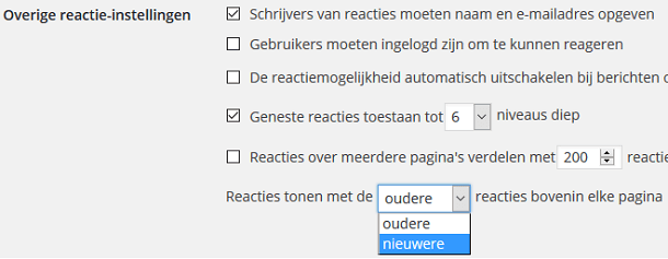 Nieuwste reacties bovenin pagina tonen