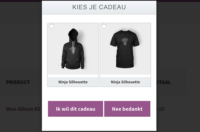 Cadeau kiezen in WooCommerce