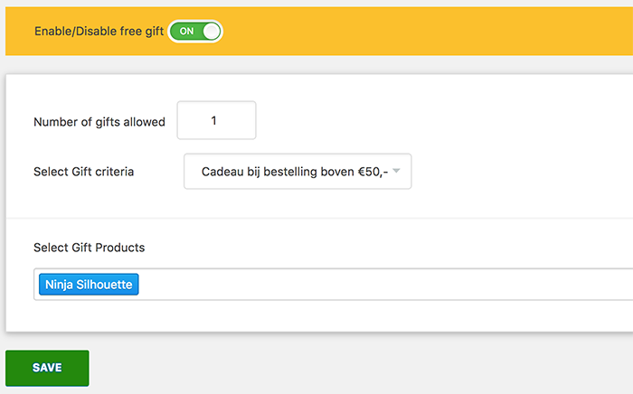 WooCommerce free gift instellen