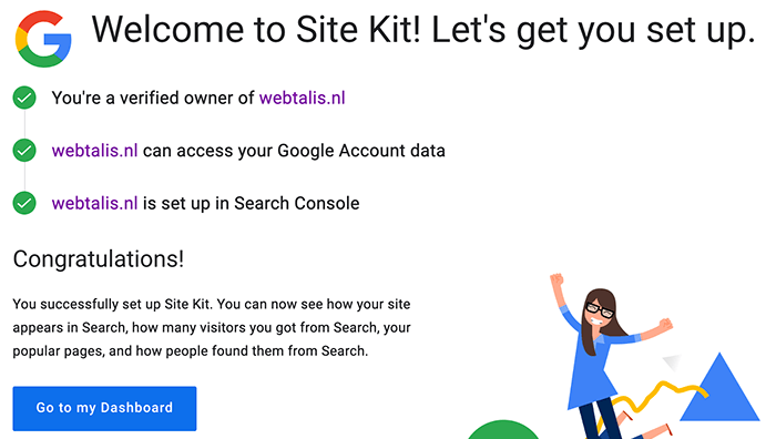 Site Kit succesvol geactiveerd