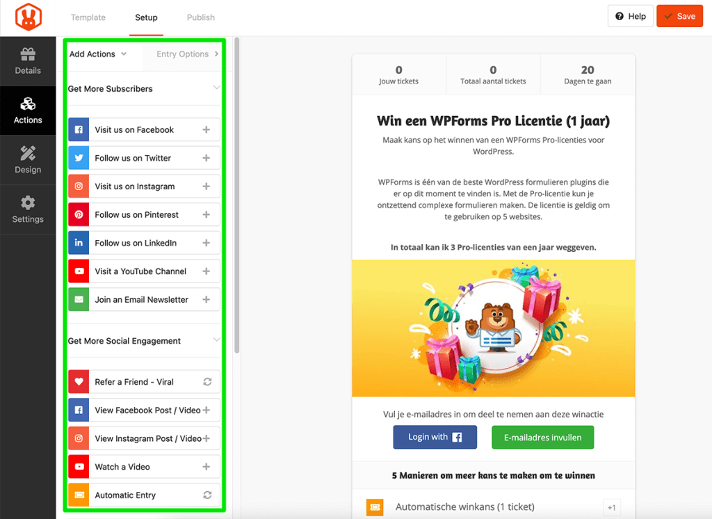 Acties om meer loten te verdienen