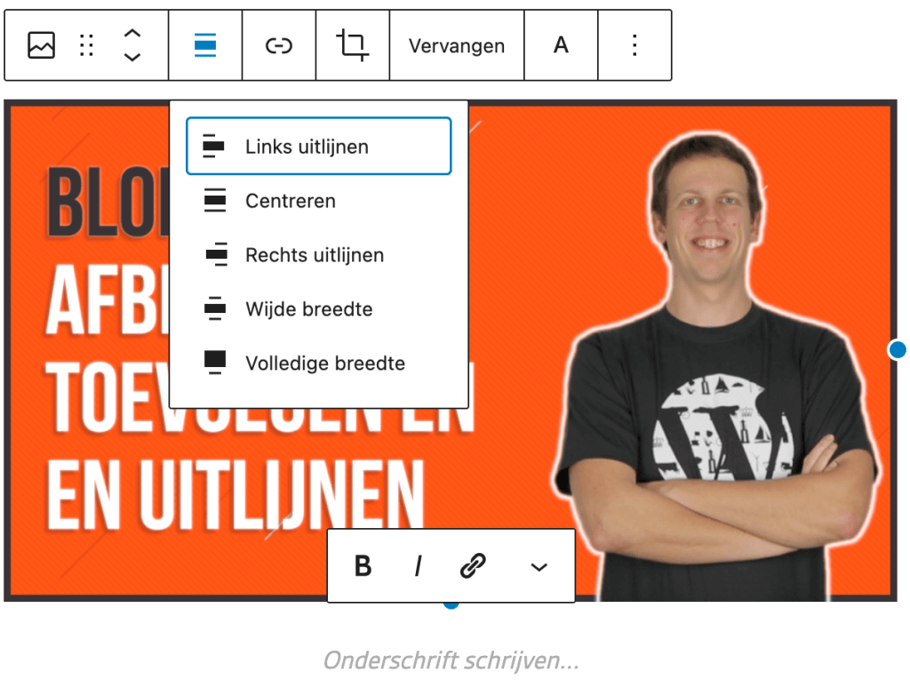 WordPress afbeelding blok toegevoegd
