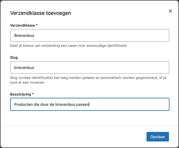 WooCommerce verzendklasse toevoegen
