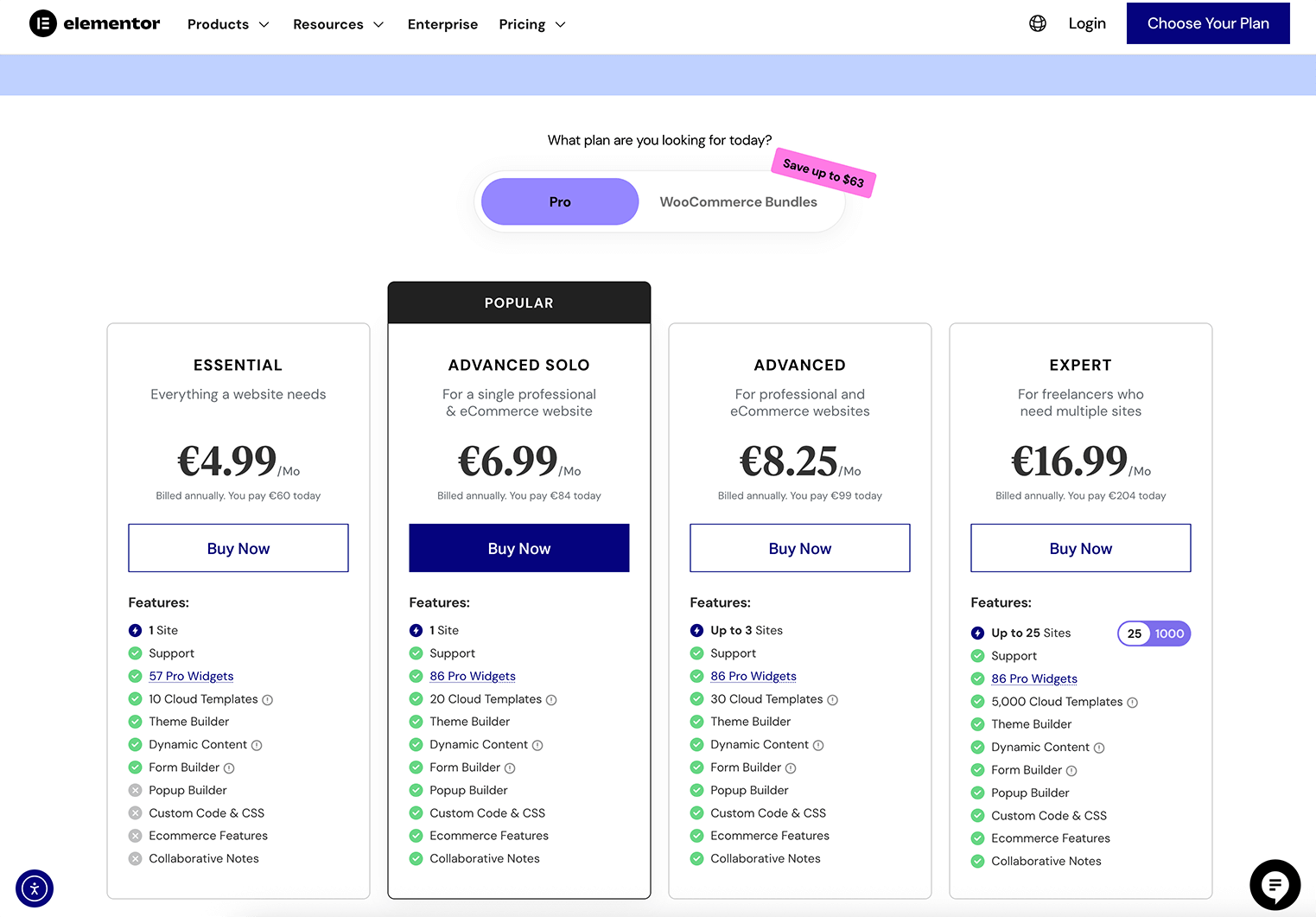 Elementor pro kostenoverzicht