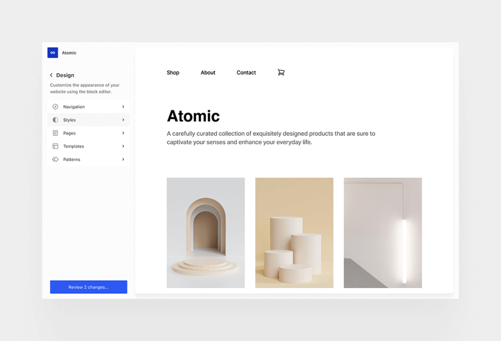 WordPress admin design light concept