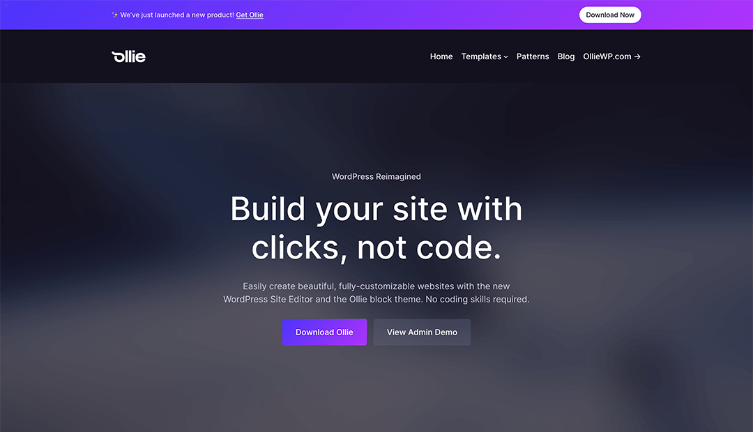 Ollie WordPress thema voor Full Site Editing