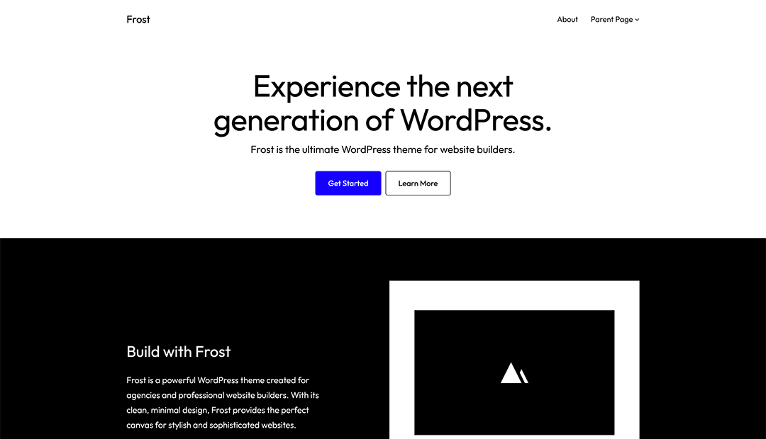 WordPress blok thema Frost