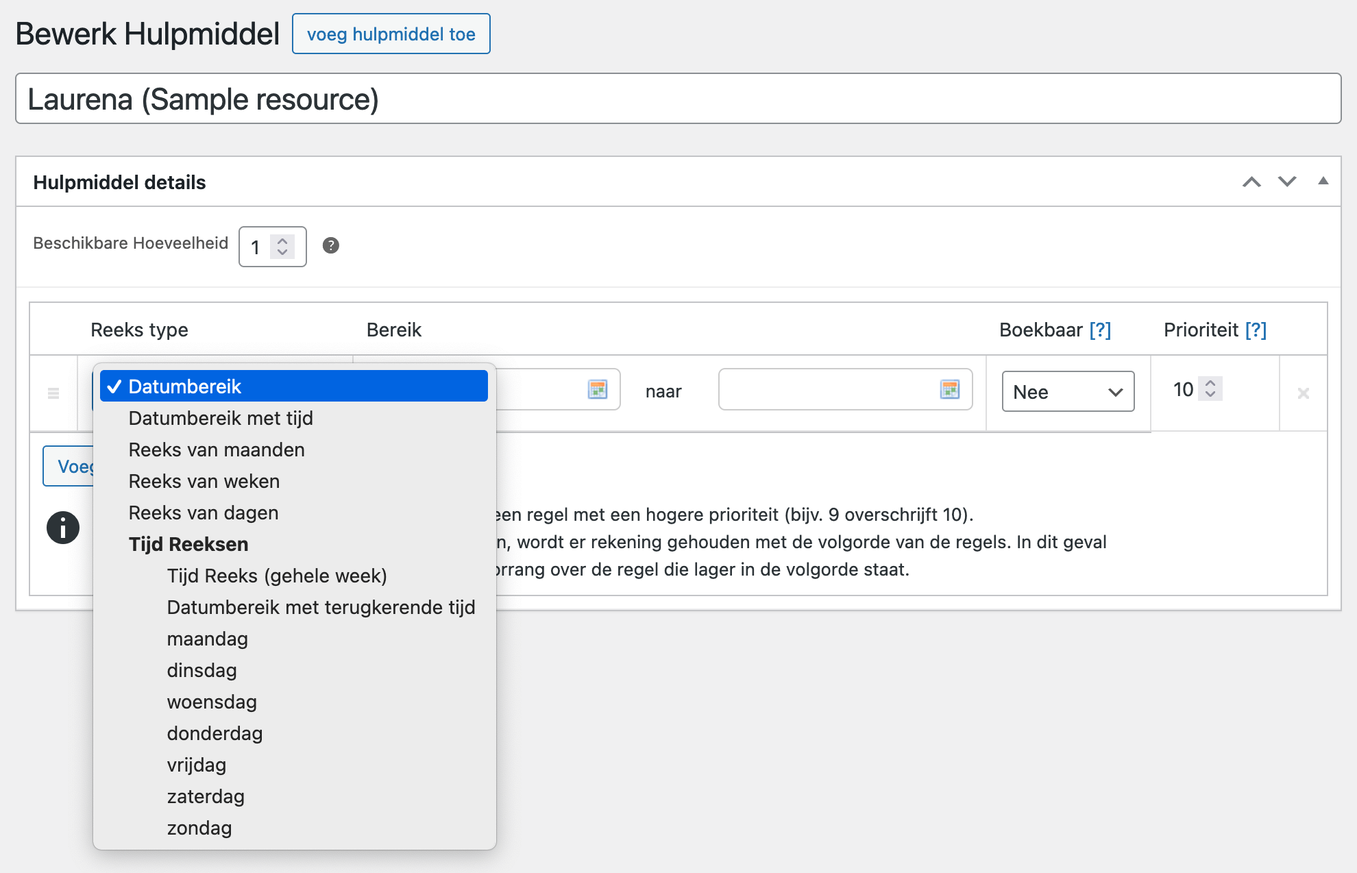 Hulpmiddelen bewerken in WooCommerce Bookings