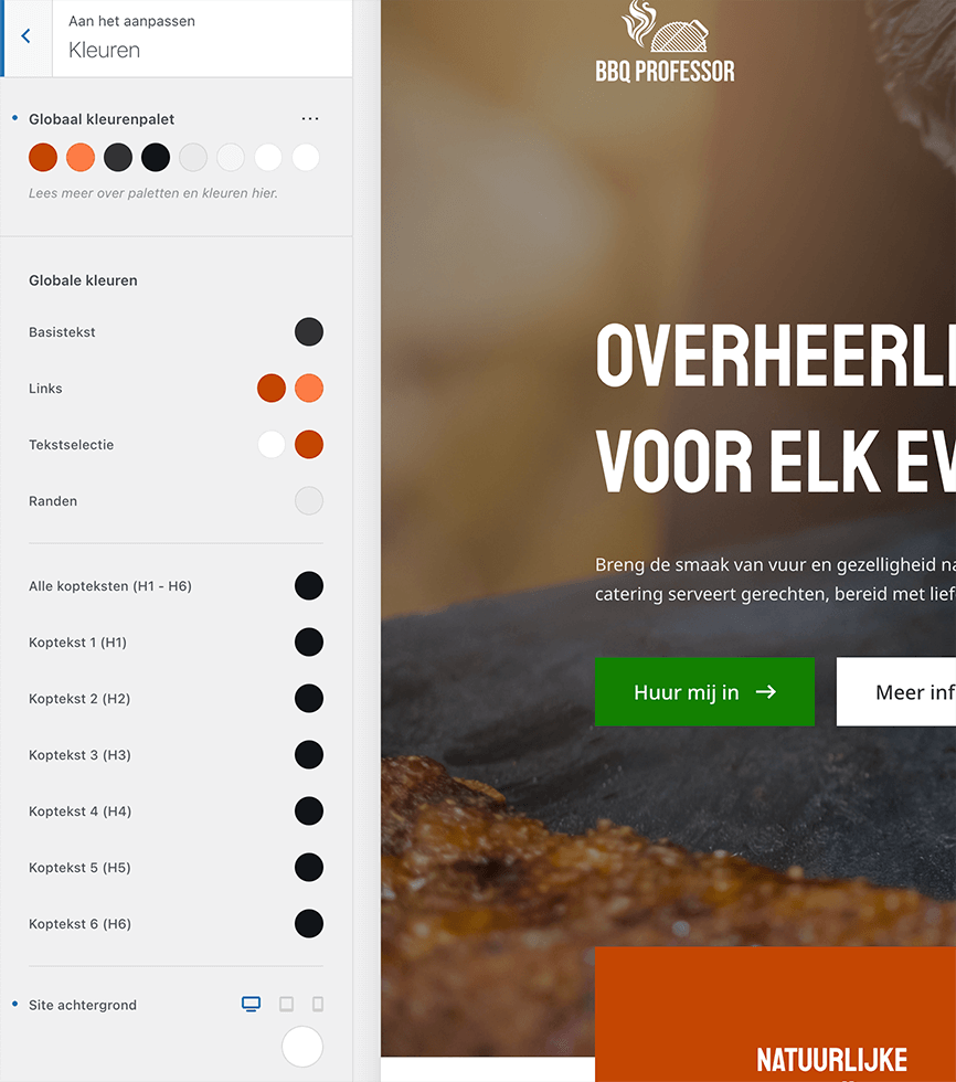 Kleureninstellingen in Blocksy
