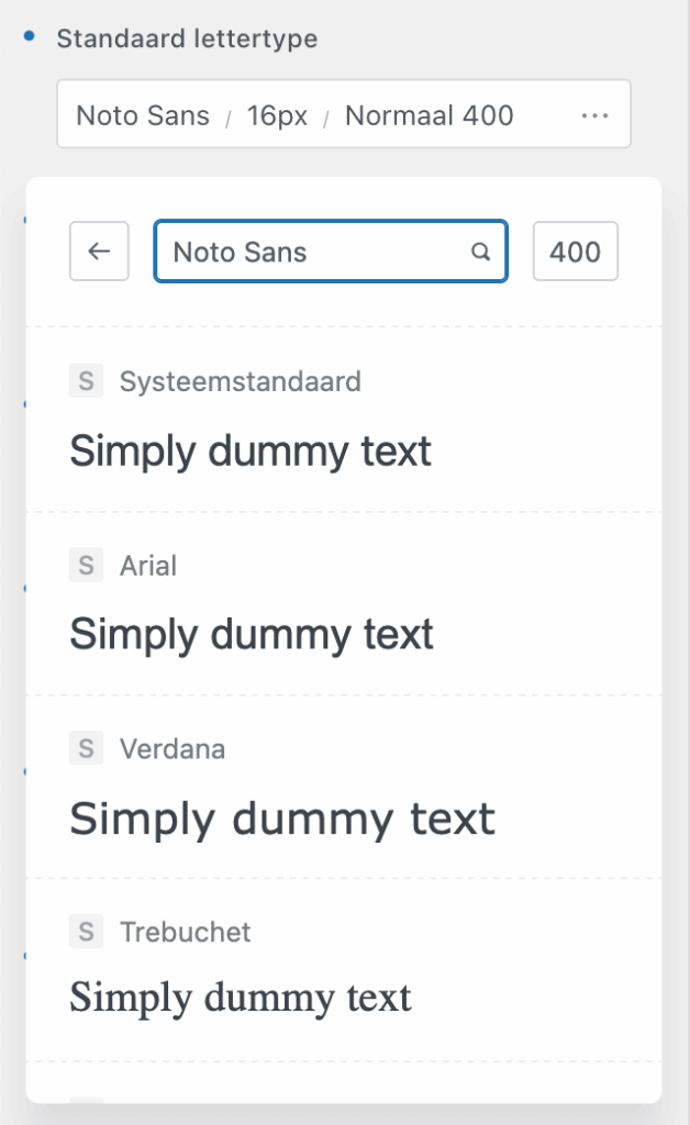 Lettertype bekijken en uitkiezen
