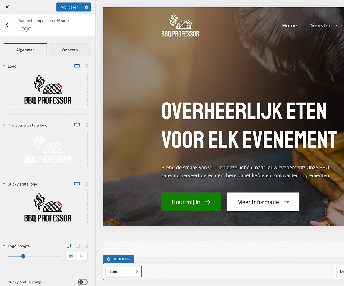 Logo van je website instellen in het Blocksy thema