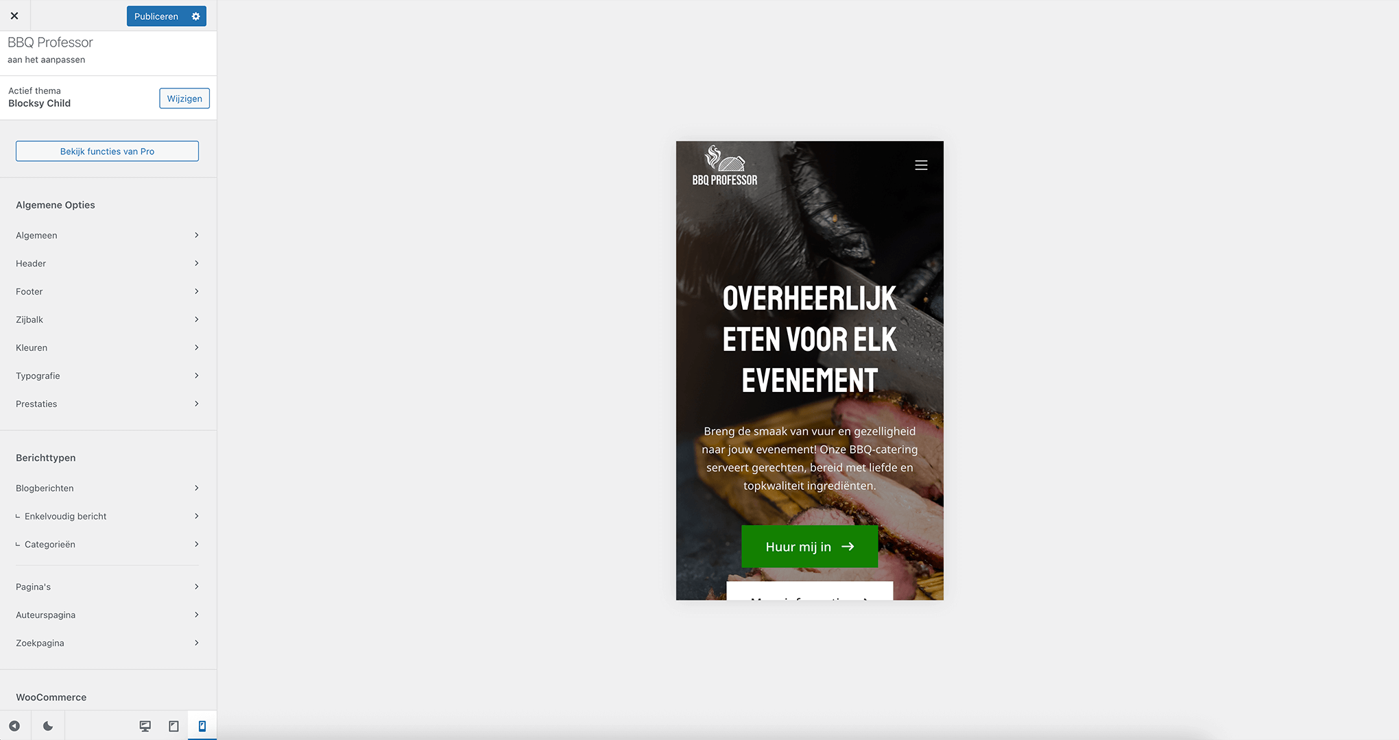 Mobiele weergave in de customizer van WordPress