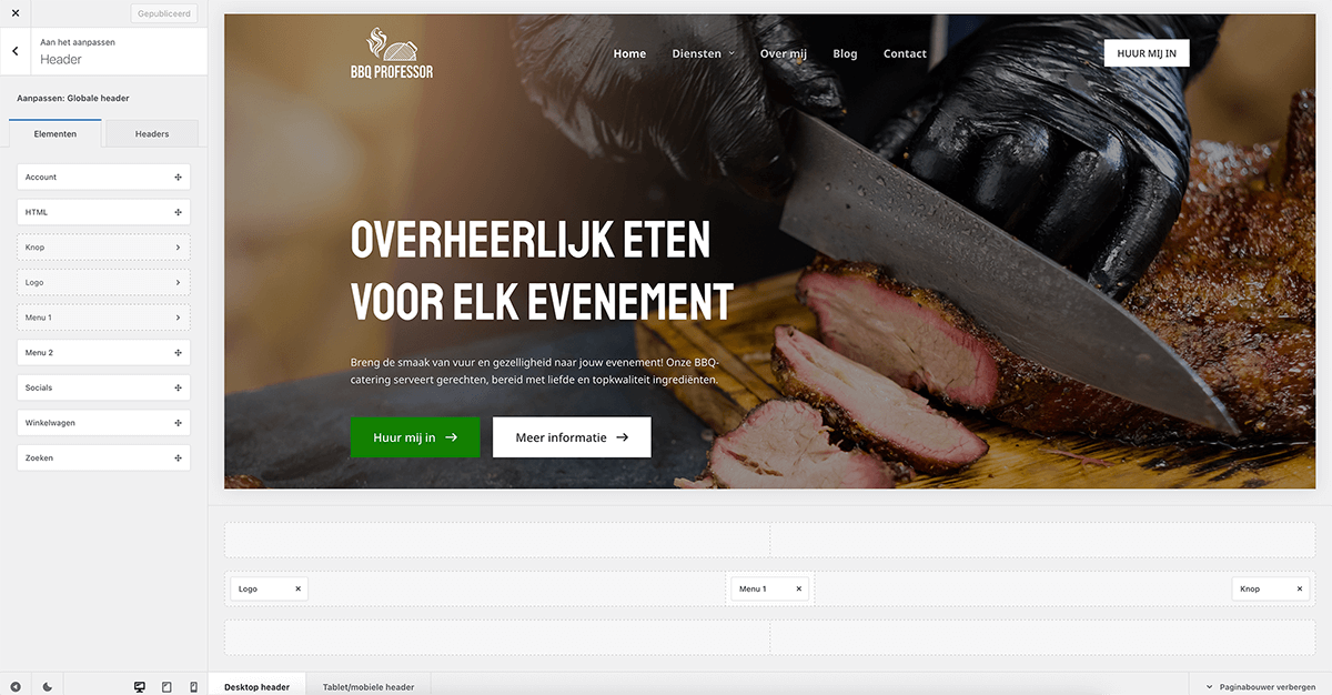 WordPress website maken: Header instellen in het Blocksy thema