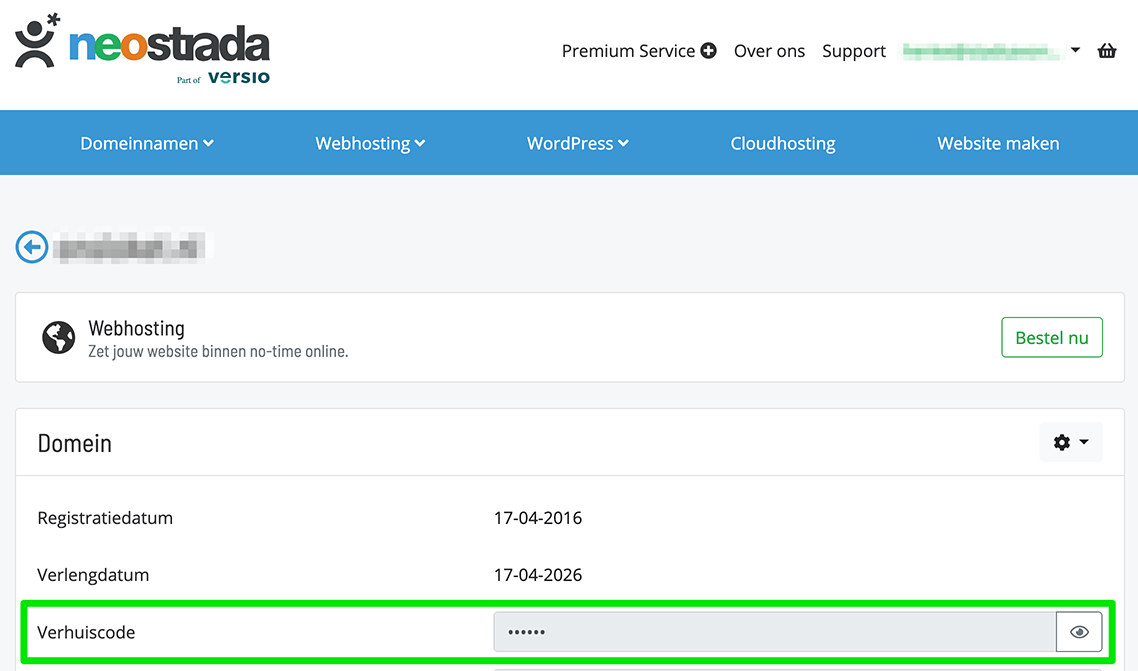 Neostrada verhuiscode domeinnaam